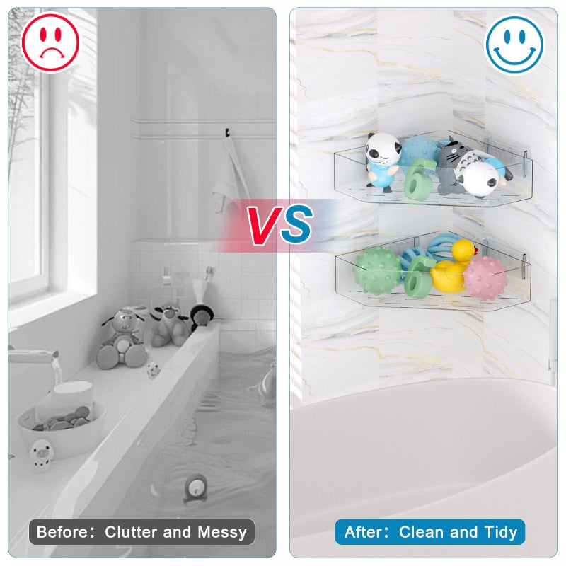 Natheeph Bath Toy Organizer 2-Pack - Clear Large Capacity Bath Toy Storage Holder with Quick-Dry Holes, Space-Saving Corner Shower Caddy for Bathroom & Kitchen - Image 5